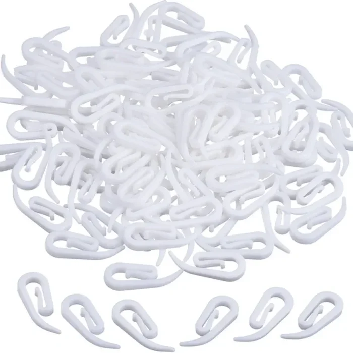 100 pezzi Ganci per Tende in Plastica Bianco 2,8×1,2 cm Tenda finestra e doccia