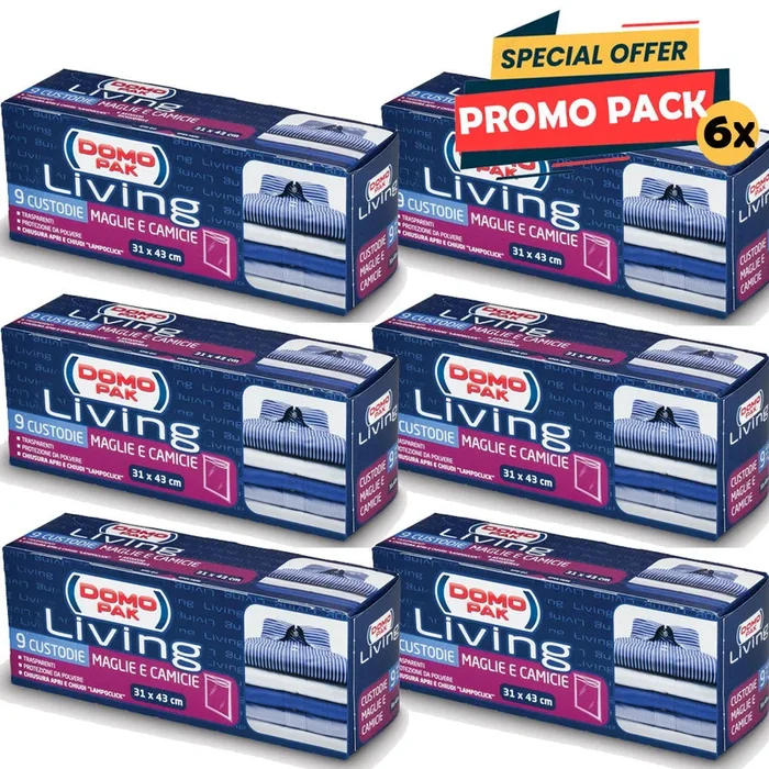 54 x Custodia Domo Pak Living Per maglie e Camicie Antipolvere Armadio 31x43cm