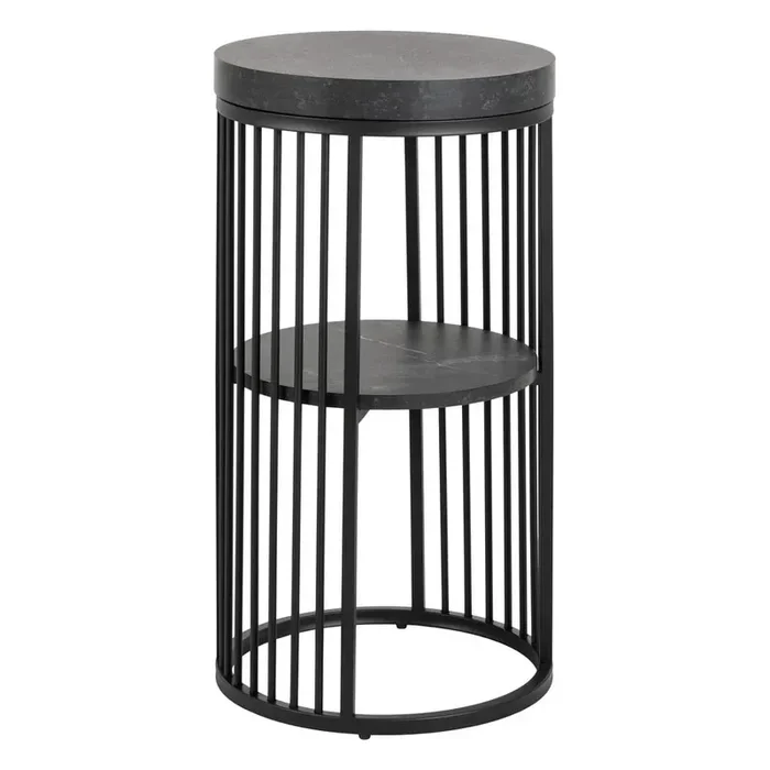 ActonaComodino StringtonCon effetto marmo, nero, 35×35 cm, altezza totale 65 cm