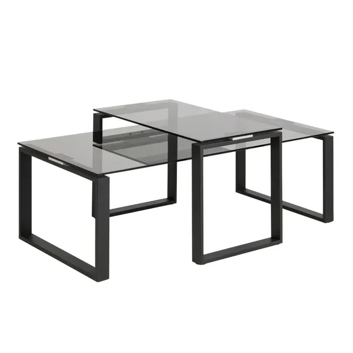 ActonaSet di tavolini da salotto Katrine2 pz, neri, 55×115 cm, altezza totale 36 cm