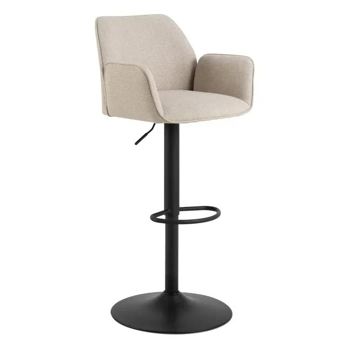 ActonaSgabello da bar GlendaCon altezza regolabile/con braccioli, imbottito, con rivestimento in tessuto, beige, altezza della seduta 64 cm
