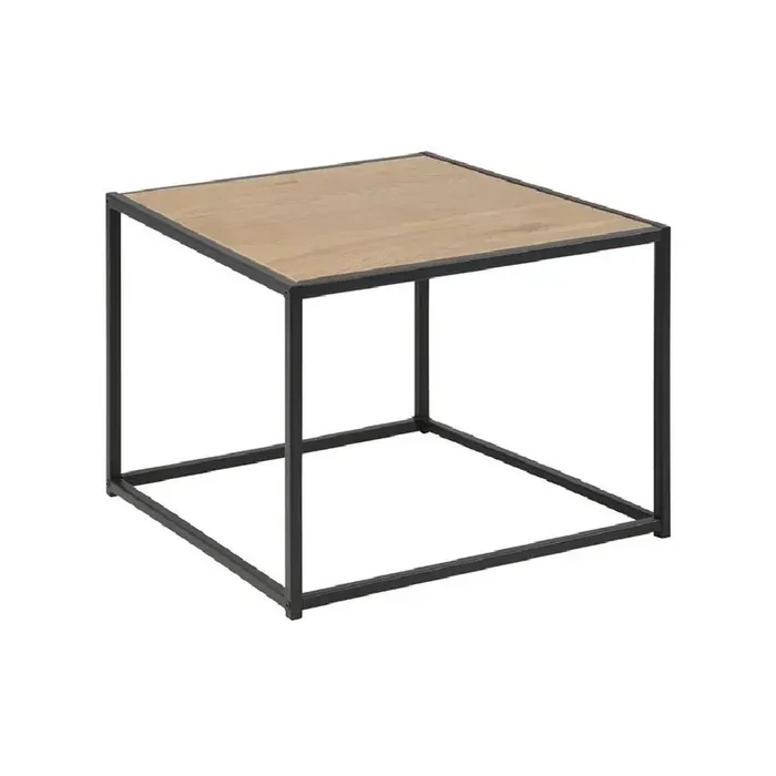 ActonaTavolino da salotto SeafordCon piano effetto rovere, nero/di colore naturale, 60×60 cm, altezza totale 40 cm