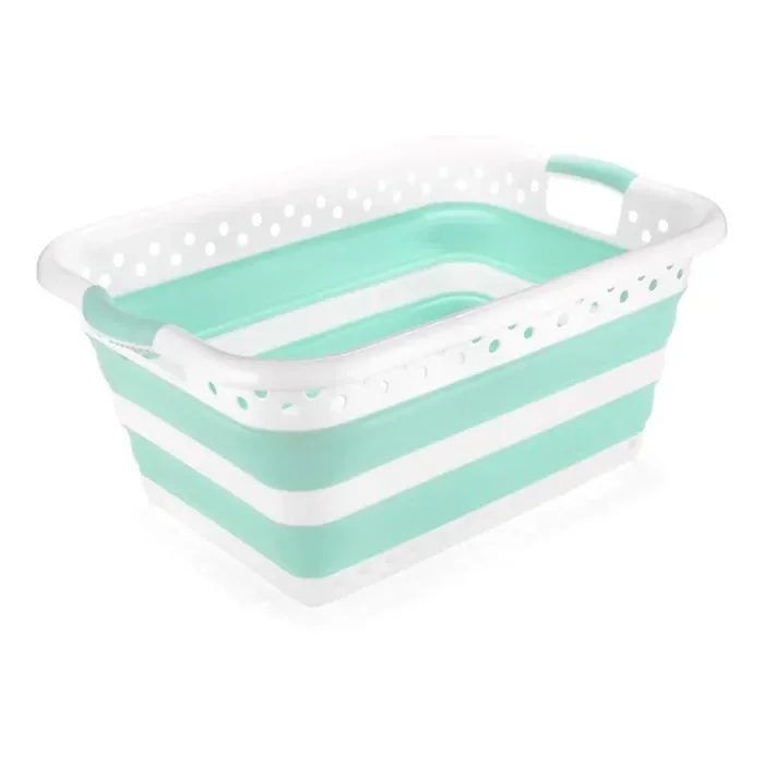AddisCesta per il bucatoPieghevole, in plastica, turchese, 45 l