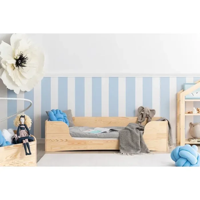 AdekoLetto da bambini Pepe 480×180 cm, con rete inclusa, in pino massiccio, trattamento della superficie nessun trattamento/trattamento della superficie spazzolatura, di colore naturale