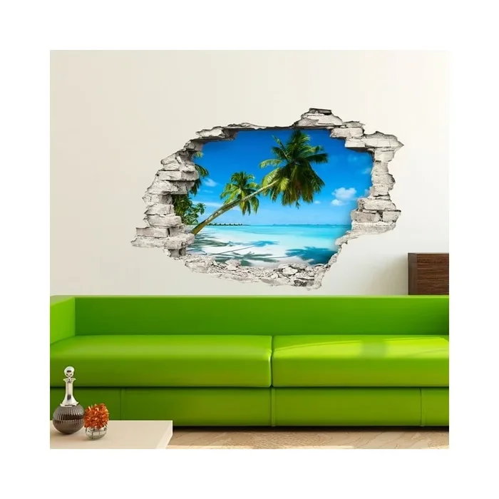 Adesivo Palms on White Sand Beach Per muro, 90×60 cm