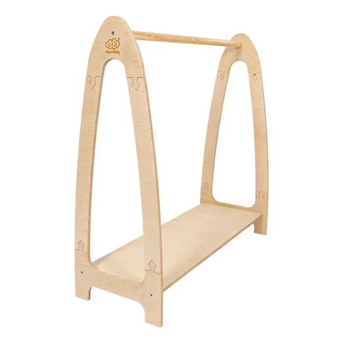 Appendiabiti per bambini Montessori Con effetto pino, di colore naturale, larghezza totale 60 cm, altezza totale 96 cm, profondità totale 36 cm