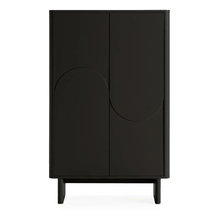 Armadietto Solei In MDF, trattamento della superficie: verniciatura colorata, con trama semilucida, nero, larghezza totale 80 cm, altezza totale 130 cm, profondità totale 40 cm