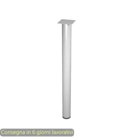 ARTEXPORT – Supporto metallico per raccordo angolare scrivania presto ø 6 cm – h. 69,5 cm – effetto cromato – 60011/c – 60011-C