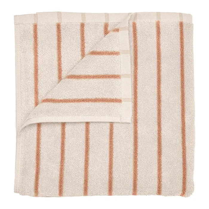 Asciugamano Arto Tipo terry, in cotone organico, arancione/beige, 50×100 cm