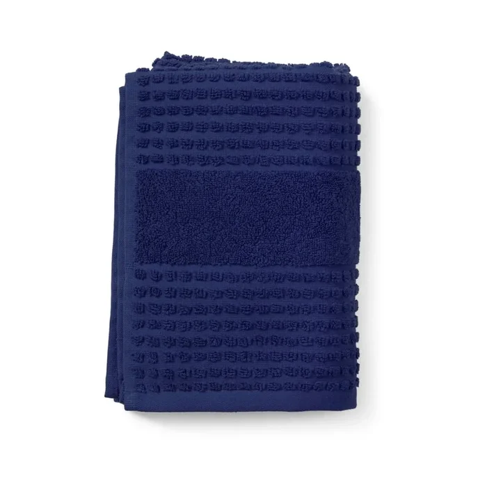 Asciugamano Check Tipo terry, in cotone organico, blu scuro, 50×100 cm