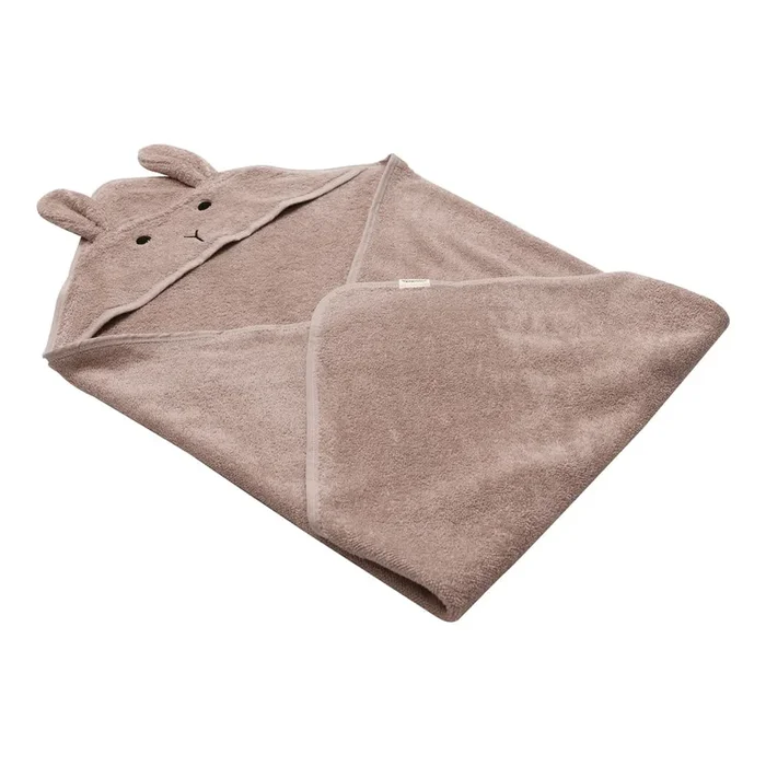 Asciugamano con cappuccio da bambini Rabbit In cotone, rosa/marrone, 75×75 cm