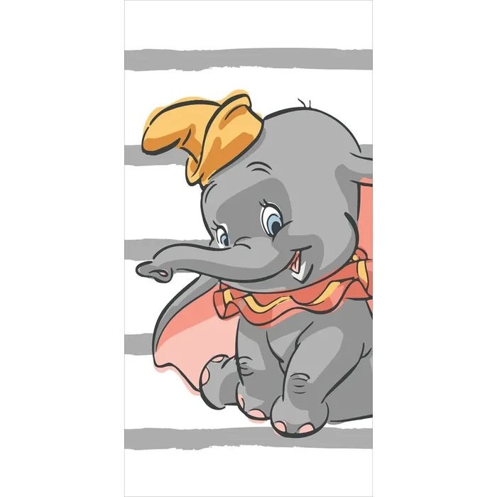 Asciugamano per bambini Dumbo “Stripe” In cotone, bianco/grigio, 70×140 cm