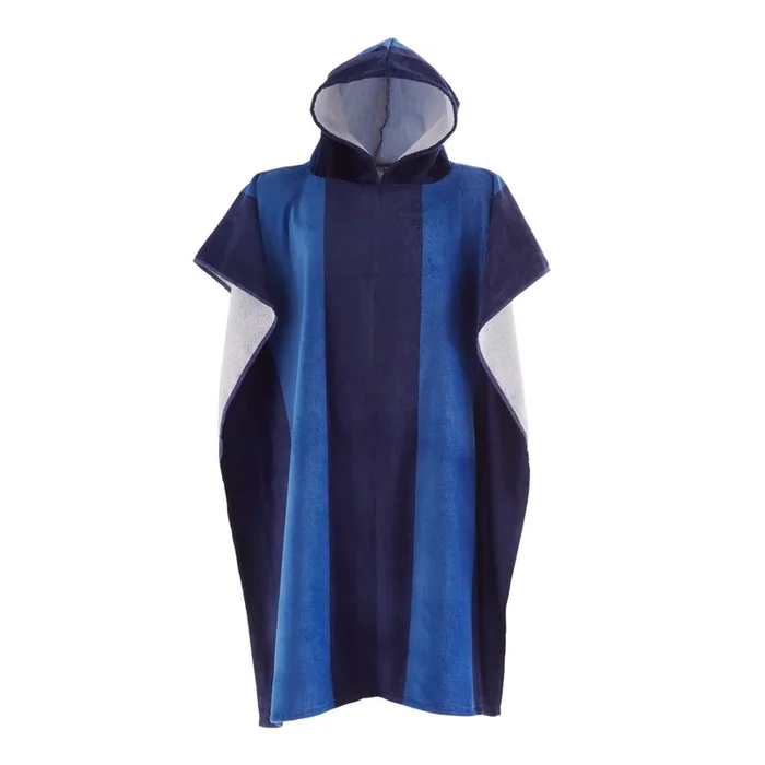 Asciugamano tipo poncho Stripe In cotone, blu