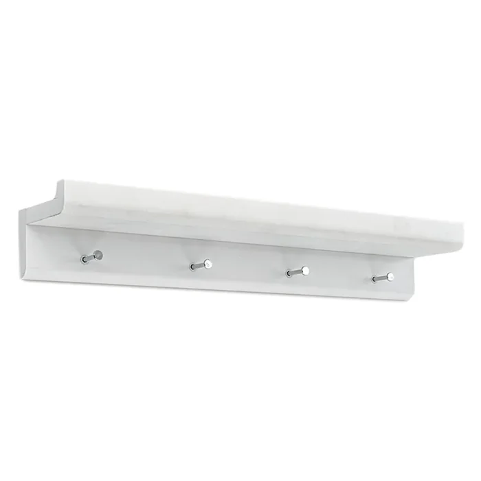 Attaccapanni da parete Trays Con scaffale, in abete massiccio, bianco, larghezza totale 60 cm, altezza totale 10 cm, profondità totale 60 cm