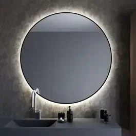 Baltica Design Bright specchio 80×80 cm rotonda con illuminazione nero 5904107900278