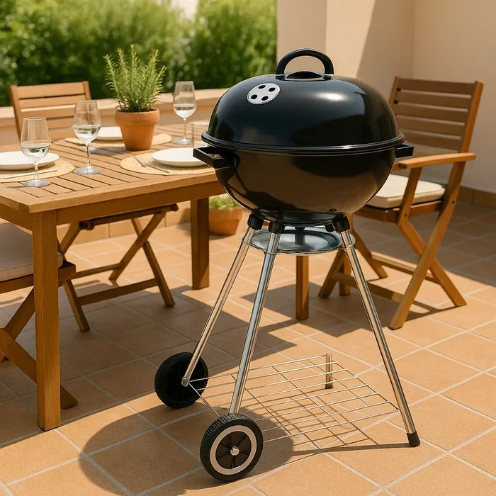 Barbecue A Carbone Sfera Con Coperchio E Ruote