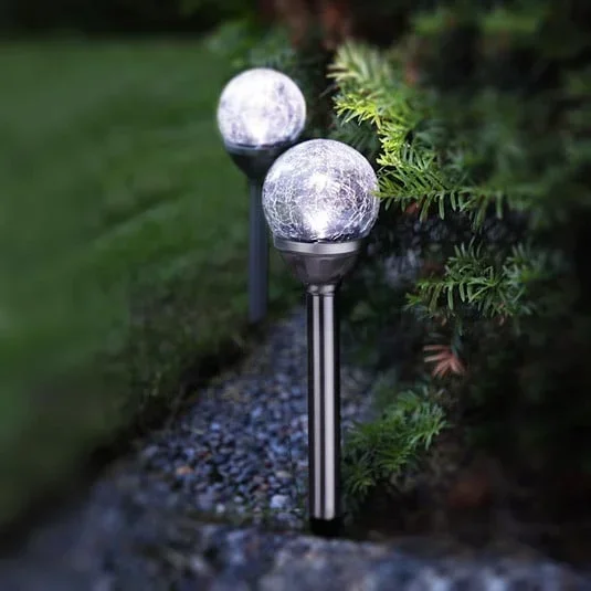 Barre solari LED con sfere, set da 2