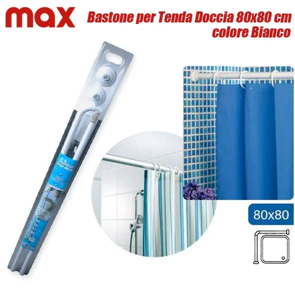 Bastone per tenda tende doccia docce e vasca vasche 80×80 cm colore bianco