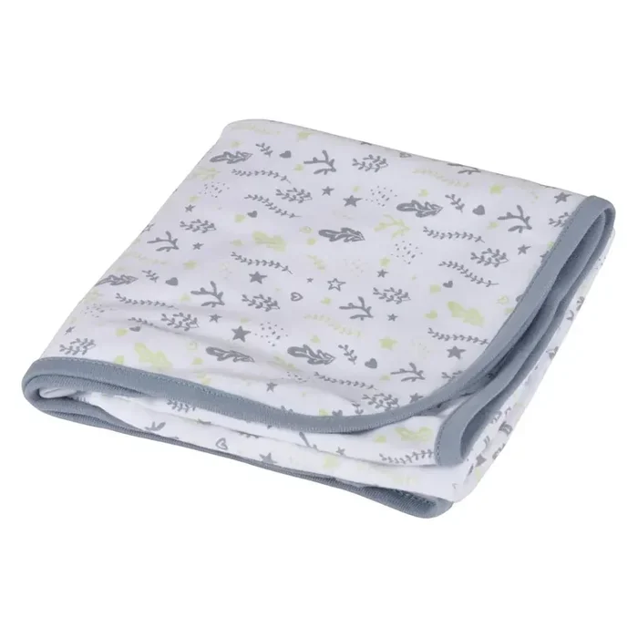 Bébé DouceurCoperta per bambini OceanIn cotone, con stampe, bianca/grigia, 75×75 cm