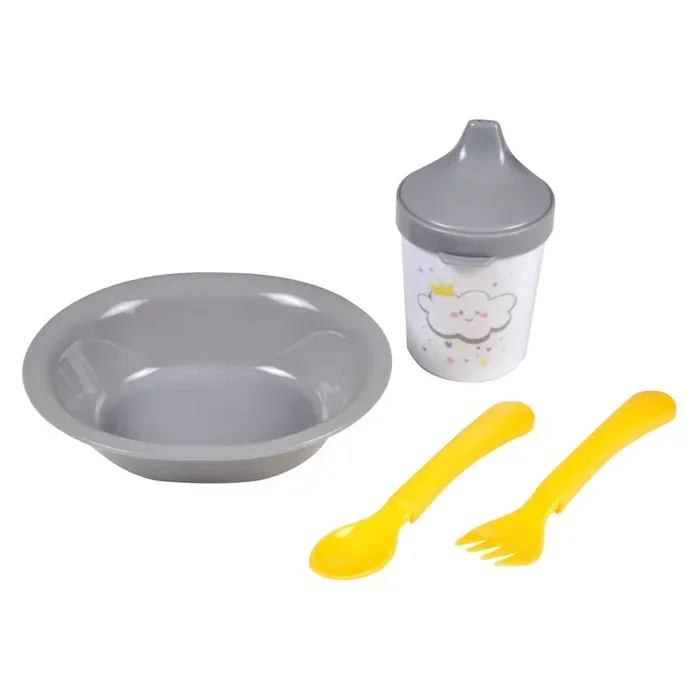Bébé DouceurSet da pranzo per bambini Cloud4 pz, in plastica, 1x cucchiaio/1x forchetta