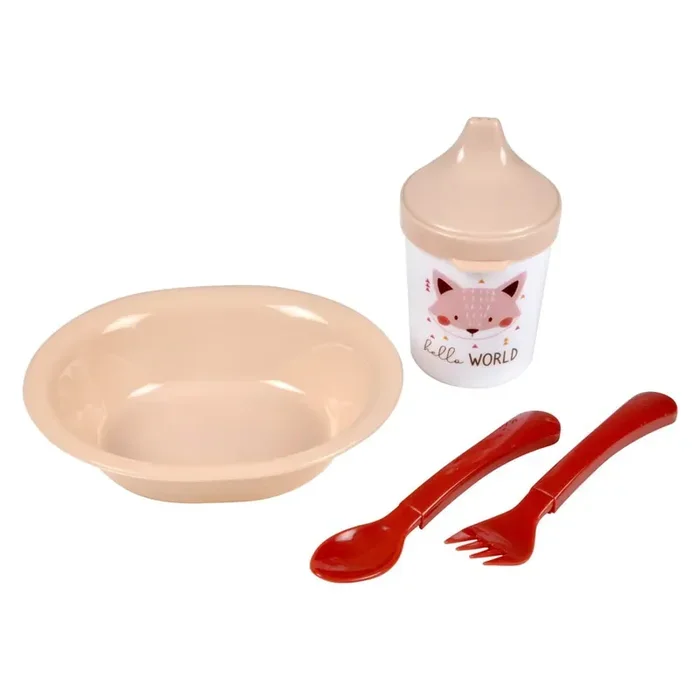 Bébé DouceurSet da pranzo per bambini Forest4 pz, in plastica, 1x cucchiaio/1x forchetta