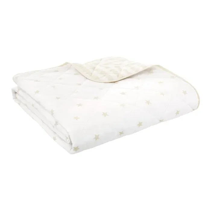 BiancaCopriletto per bambini Mini Star & StripesCon rivestimento trapuntato, in cotone, bianco/beige, 135×190 cm