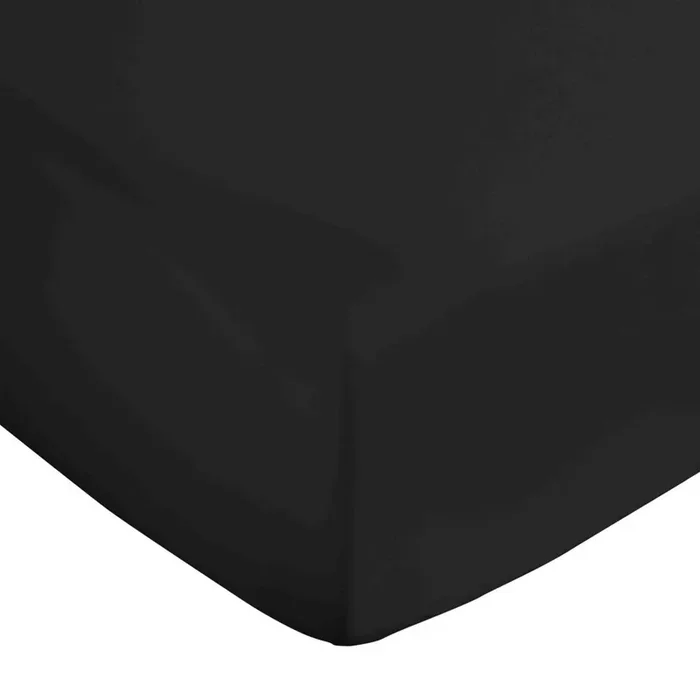 BiancaLenzuolo con angoli Cotton SateenPer letto singolo/per materassi alti, in raso di cotone, nero, 90×190 cm