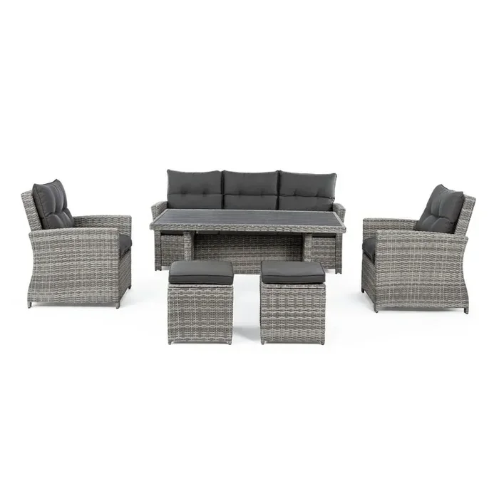 BizzottoSet di mobili da giardino ArielPer 6 persone, in rattan artificiale, grigio, 6 pz