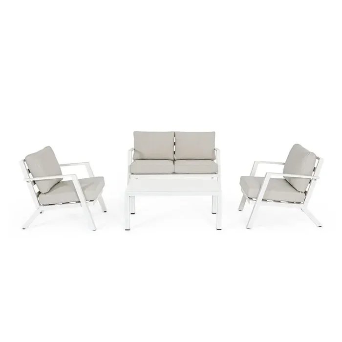 BizzottoSet di mobili da giardino HarleyPer 4 persone, in alluminio, bianco, 4 pz