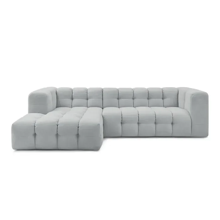 Bobochic ParisDivano angolare CloudCon penisola a sinistra/con chaise lounge, grigio chiaro, a quattro posti, larghezza totale 288 cm