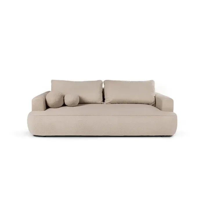 Bonami SelectionDivano QuinoaCon rivestimento in bouclé, allungabile/con contenitore, beige, a tre posti, larghezza totale 247 cm