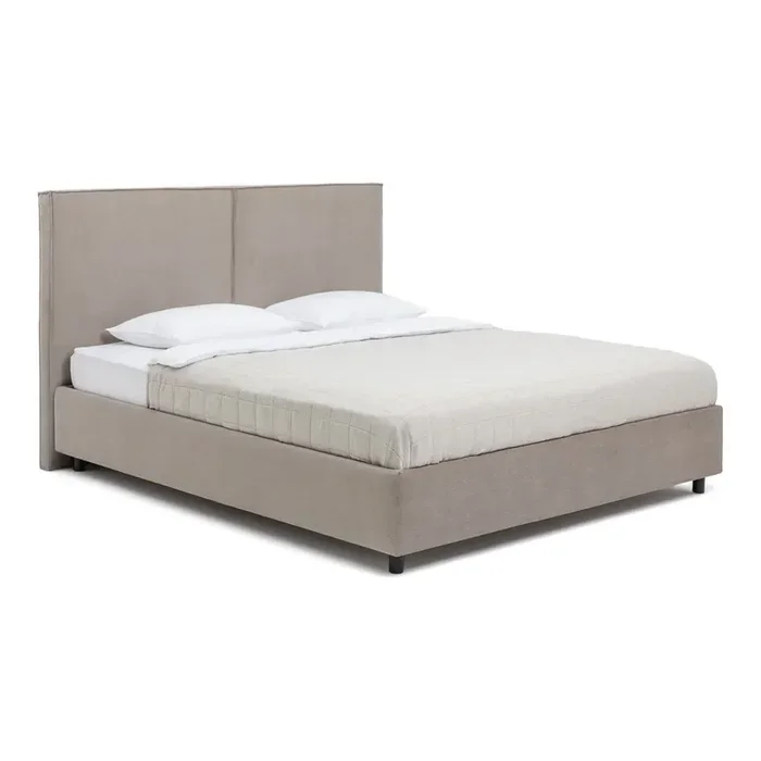 Bonami SelectionLetto matrimoniale Myra Bold180x200 cm, con contenitore, con rete inclusa, imbottito, con rivestimento in velluto a coste, fatto a mano/facile da assemblare/resistente ai graffi di animali domestici, grigio tortora