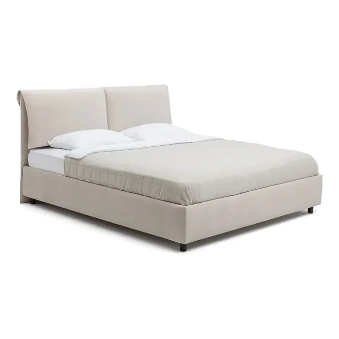 Bonami SelectionLetto matrimoniale Myra Pillow180x200 cm, con contenitore, con rete inclusa, imbottito, con testiera regolabile, fatto a mano/facile da assemblare/resistente ai graffi di animali domestici, beige