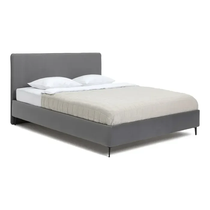 Bonami SelectionLetto matrimoniale Noira Slim180x200 cm, con rete inclusa, imbottito, con rivestimento in velluto, con testiera regolabile, fatto a mano/facile da assemblare/resistente ai graffi di animali domestici, grigio