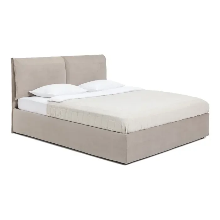 Bonami SelectionLetto matrimoniale Thessa Pillow180x200 cm, con contenitore, con rete inclusa, imbottito, con rivestimento in velluto a coste, con testiera regolabile, fatto a mano/facile da assemblare/resistente ai graffi di animali domestici, grigio tortora