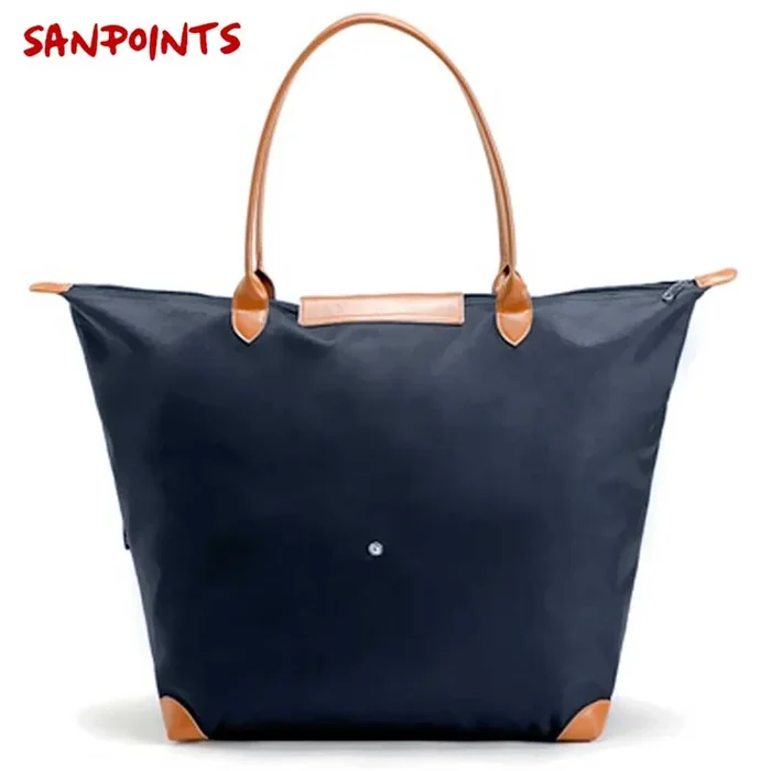 Borsa Pieghevole In Tessuto Blu Navy Con Manici Biscotto Misure 57×35.5×21.5 Cm