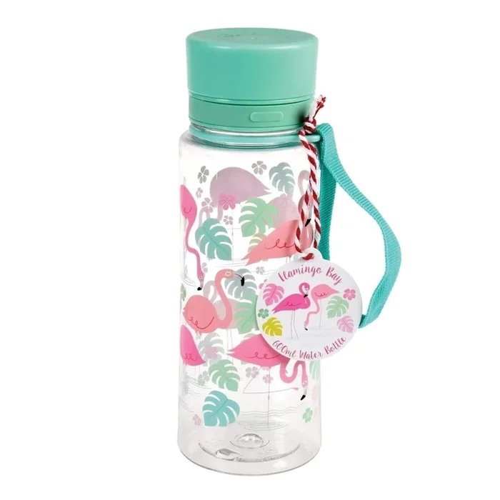 Bottiglia per bambini Flamingo Bay In plastica/in gomma, bianca/blu, 600 ml