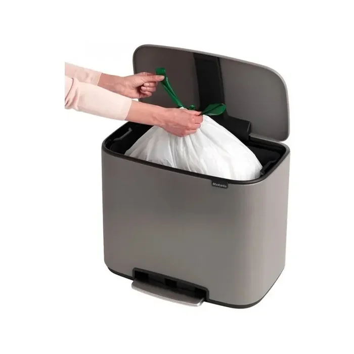 BrabantiaCestino per la spazzatura BoCon pedale, in acciaio, grigio chiaro, 36 l