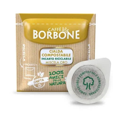 CAFFE-BORBONE – Caffè in cialda compostabile ese 44 mm qualità oro caffe borbone – conf. Da 100 pz – 44BORO100N