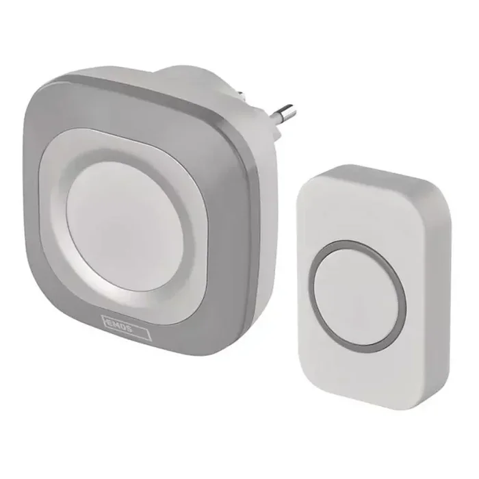 Campanello wireless con spina integrata 230V + 1xCR2032 IP44 grigio