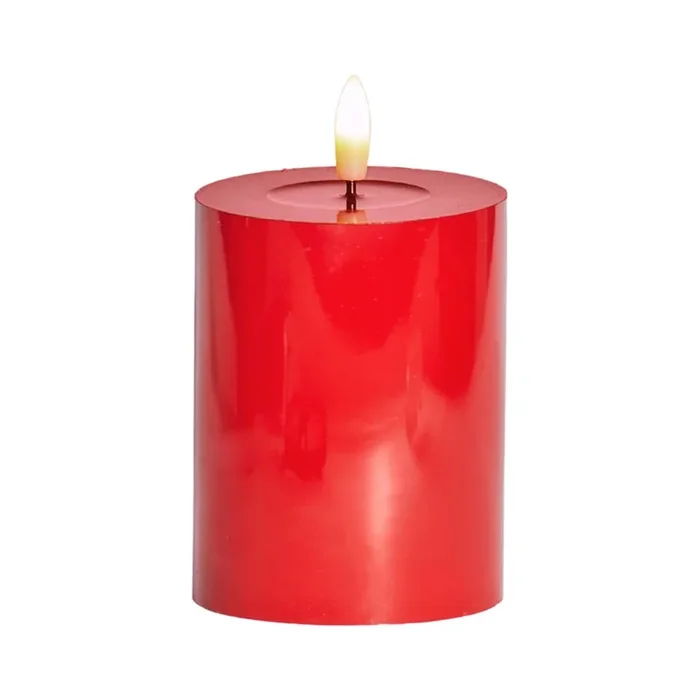 Candela a LED Sille Con alimentazione a batteria, rossa, ø 7,5 cm, altezza totale 10 cm