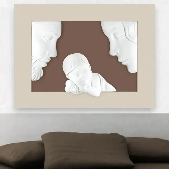 Capezzale bongelli preziosi moderno sacra famiglia nocciola 100×75
