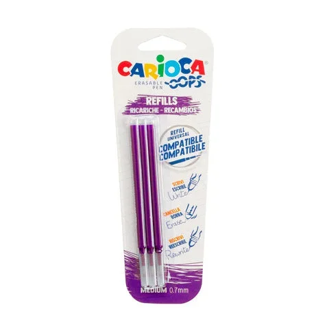 CARIOCA – Refill penne cancellabili oops 0,7 mm in blister da 3 pz viola – 43041/09 – Confezione risparmio da 2 PZ