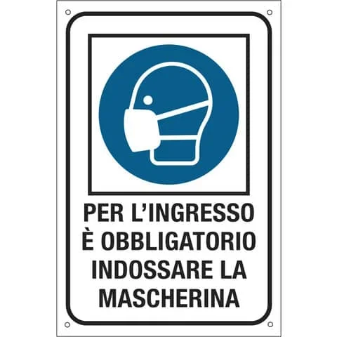 CARTELLI-SEGNALATORI – Cartello obbligo uso dpi 20×30 cm cartelli segnalatori ”per l’ingresso e’ obbligatorio indossare la mascherina” – – 35324