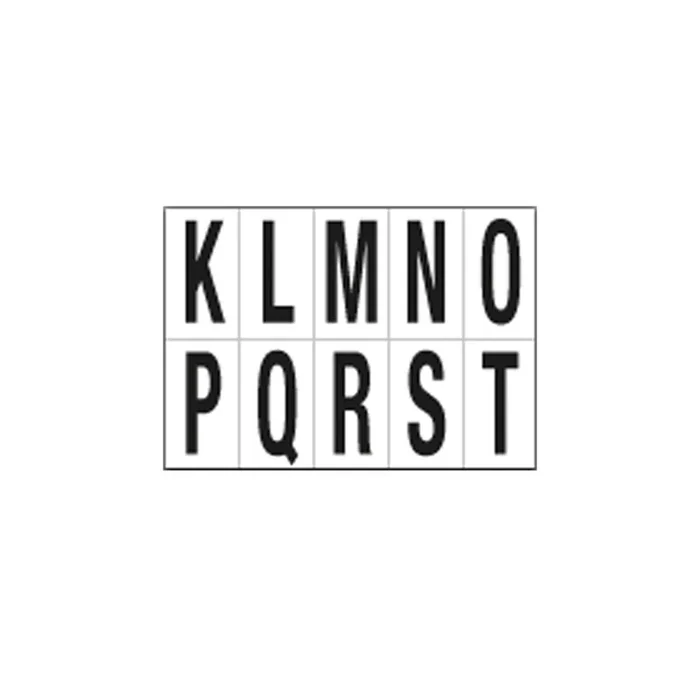 CARTELLI-SEGNALATORI – Foglio con 10 lettere autoadesive da k a t nero/bianco 70x124mm – 936KT