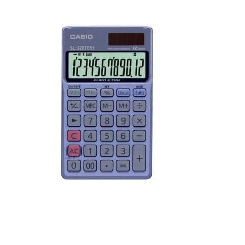 CASIO – Calcolatrice tascabile 12 cifre – solare e batteria blu scuro – SL-320TER+-WA-EP