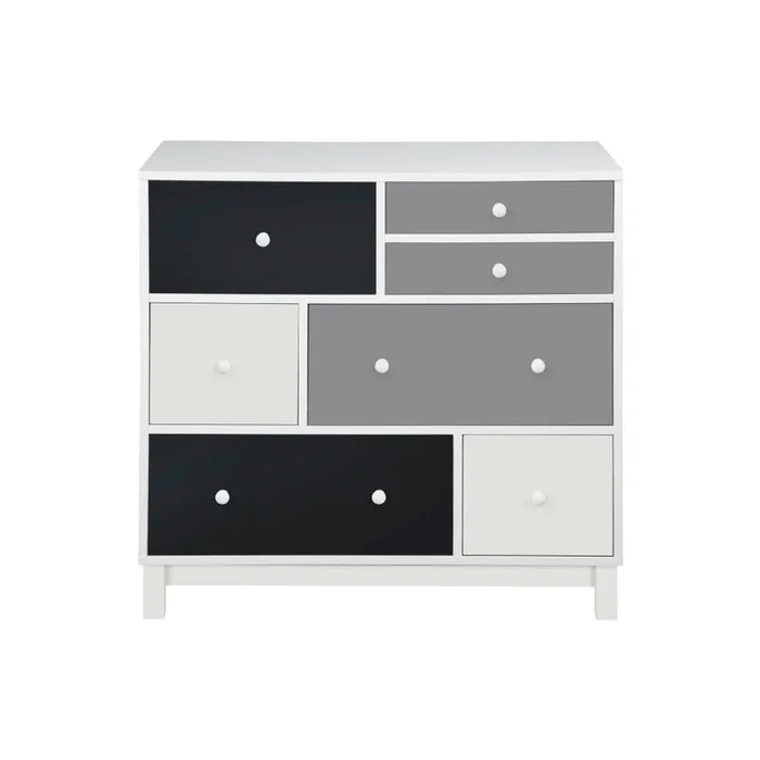Cassettiera Bianca/nera/grigia, larghezza totale 34 cm, altezza totale 80 cm