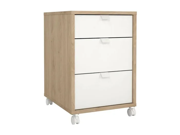 Cassettiera Drispol, Settimino multiuso, Comò camera da letto, Mobile con cassetti, 48×41 h61 cm, Rovere e Bianco