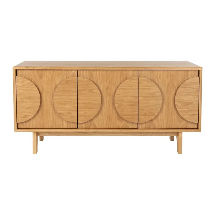 Cassettiera Groove Con effetto rovere, in MDF, trattamento della superficie: impiallacciatura/trattamento della superficie: verniciatura a olio, di colore naturale, larghezza totale 120 cm, altezza totale 58 cm, profondità totale 40 cm