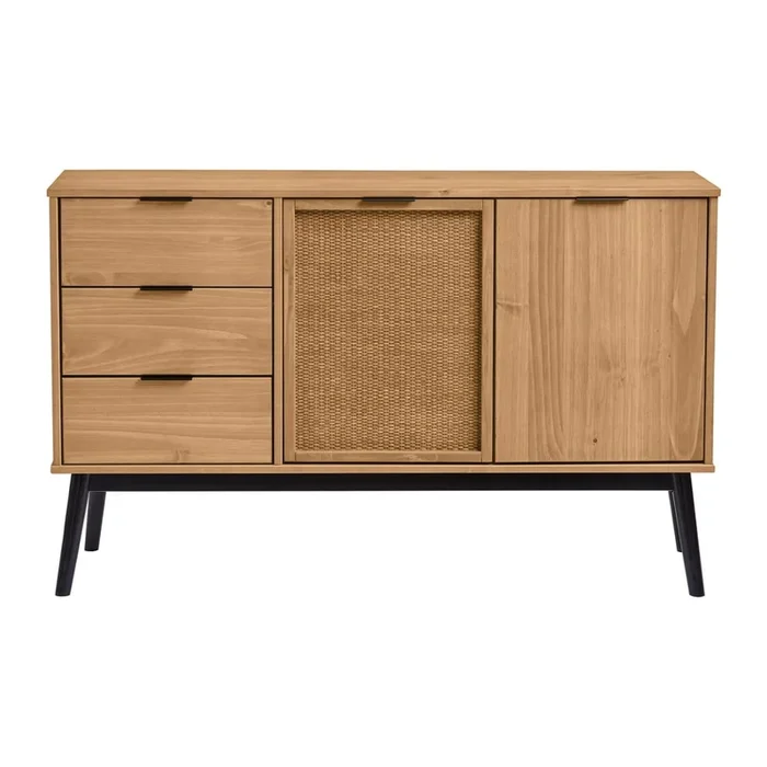 Cassettiera Natasha In pino massiccio, trattamento della superficie: ceratura, larghezza totale 130 cm, altezza totale 80 cm, profondità totale 40 cm